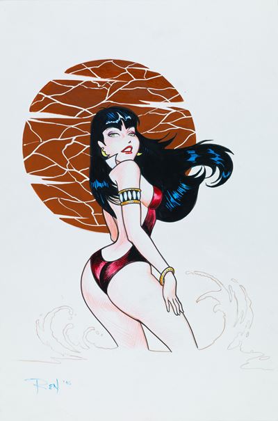 Vampirella, pastelli, china e tempera su cartoncino
