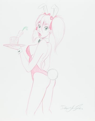 Mandy Playboy Bunny - Matita e pastelli su cartoncino