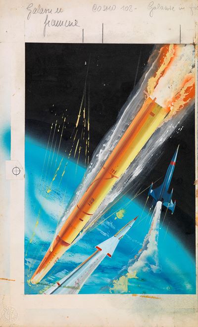 Cosmo - Galassie in fiamme, tempera su cartone