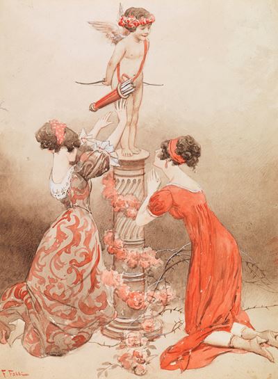 L'adorazione dell'Amore - Acquerello e tempera su cartoncino