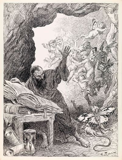 L'Orlando furioso - Illustrazione originale, matita e china su cartoncino
