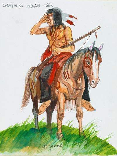Cheyenne Indian 1862, matita e acquerello su cartone