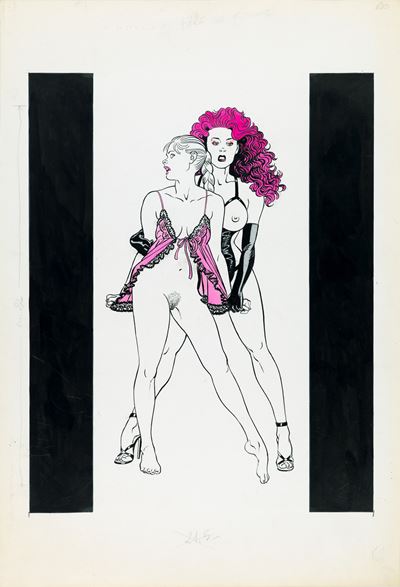 Fetish Girls, matita, china e tempera su cartoncino