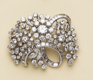 in oro bianco 18kt e diamanti, 1950 circa