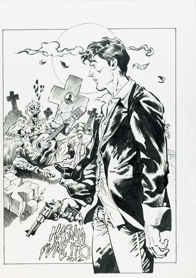 Dylan Dog - Illustrazione originale, matita e china su cartoncino