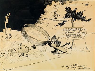 Krazy Kat - The Demon Enlarger, matita, china e acquerello su cartoncino