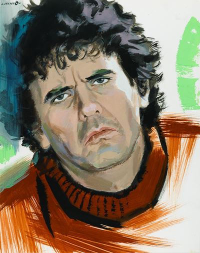 Massimo Troisi, tempera su cartoncino