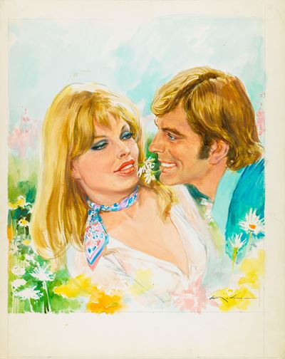 Alain Delon e Mireille Darc - Tempera su cartone