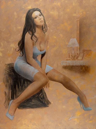 The Italian Wife, tecnica mista su masonite