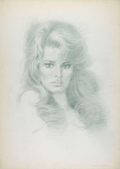 Raquel Welch, matita su cartoncino