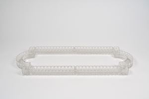 Centrotavola portafiori scomponibile in cristallo molato incolore, utilizzabile in varie composizioni e misure