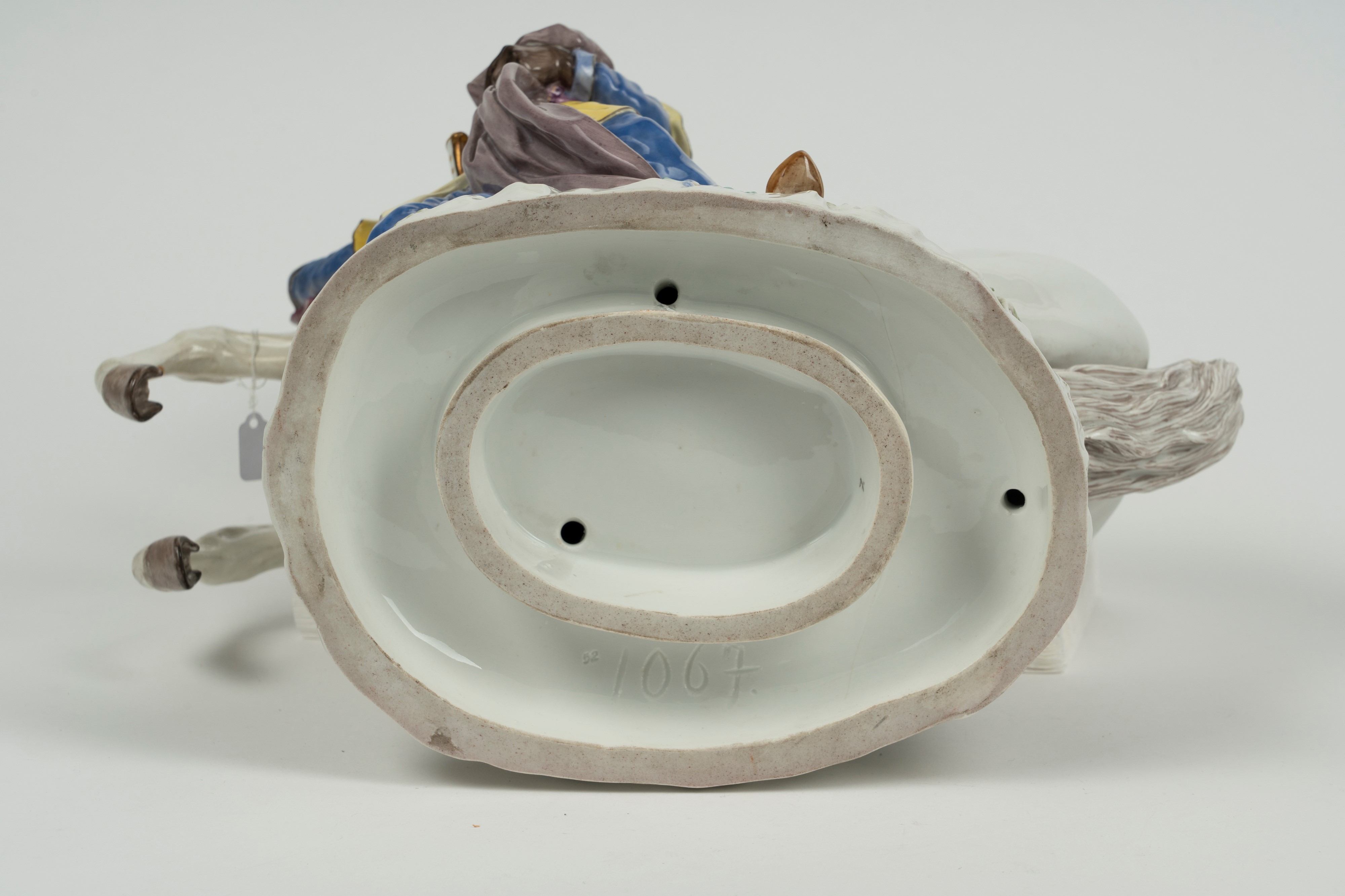 Moro con cavallo bianco, grande gruppo in porcellana policroma. Meissen, fine secolo XIX