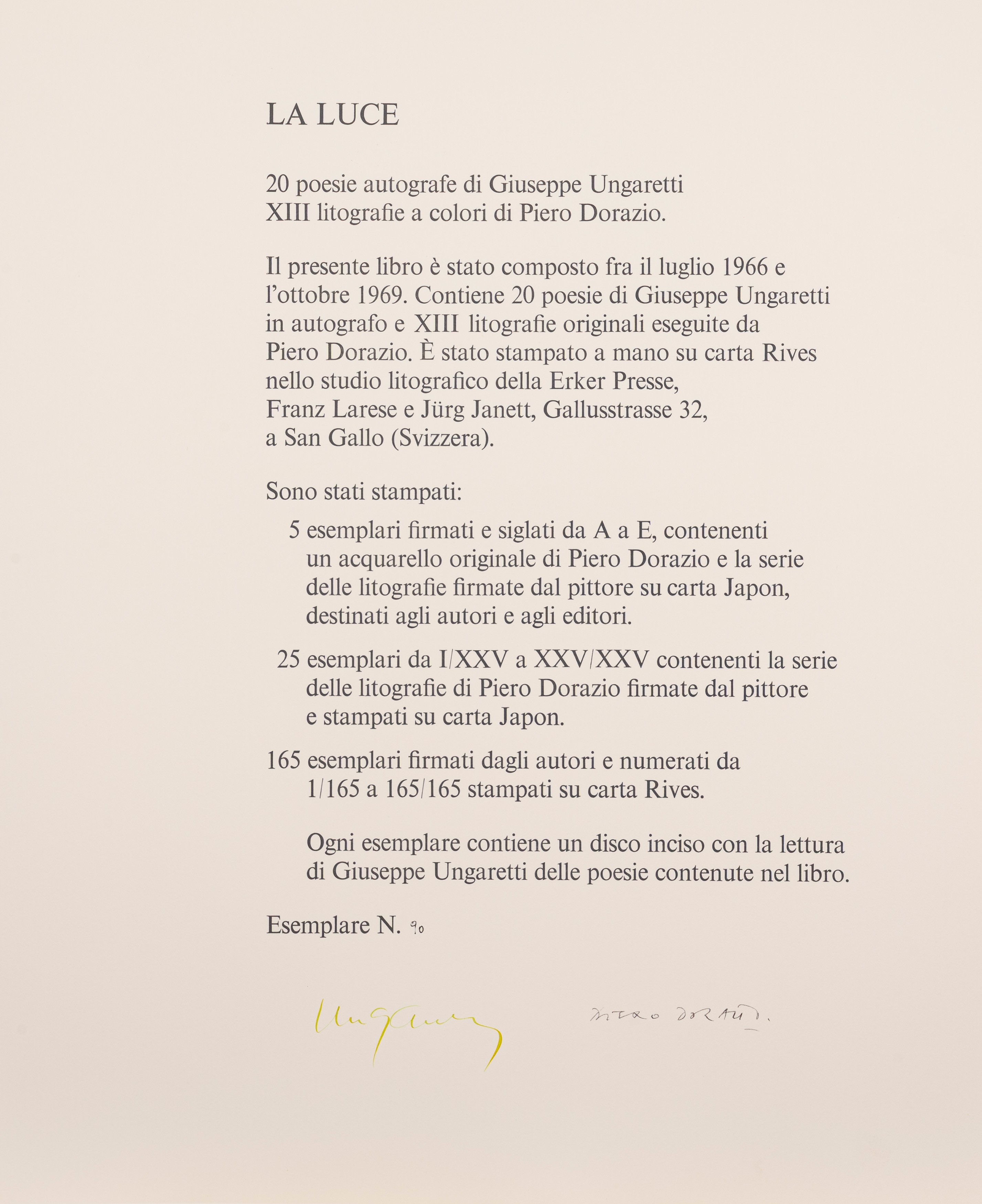 Piero Dorazio - La luce. Litografie a colori e poesie di Giuseppe Ungaretti (cartella completa, 1...