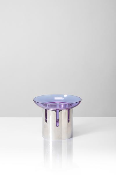 Vaso in vetro e metallo argentato (1990 circa)