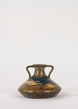 Vaso in ceramica policroma con papere