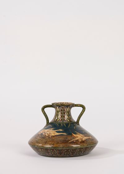 Vaso in ceramica policroma con papere