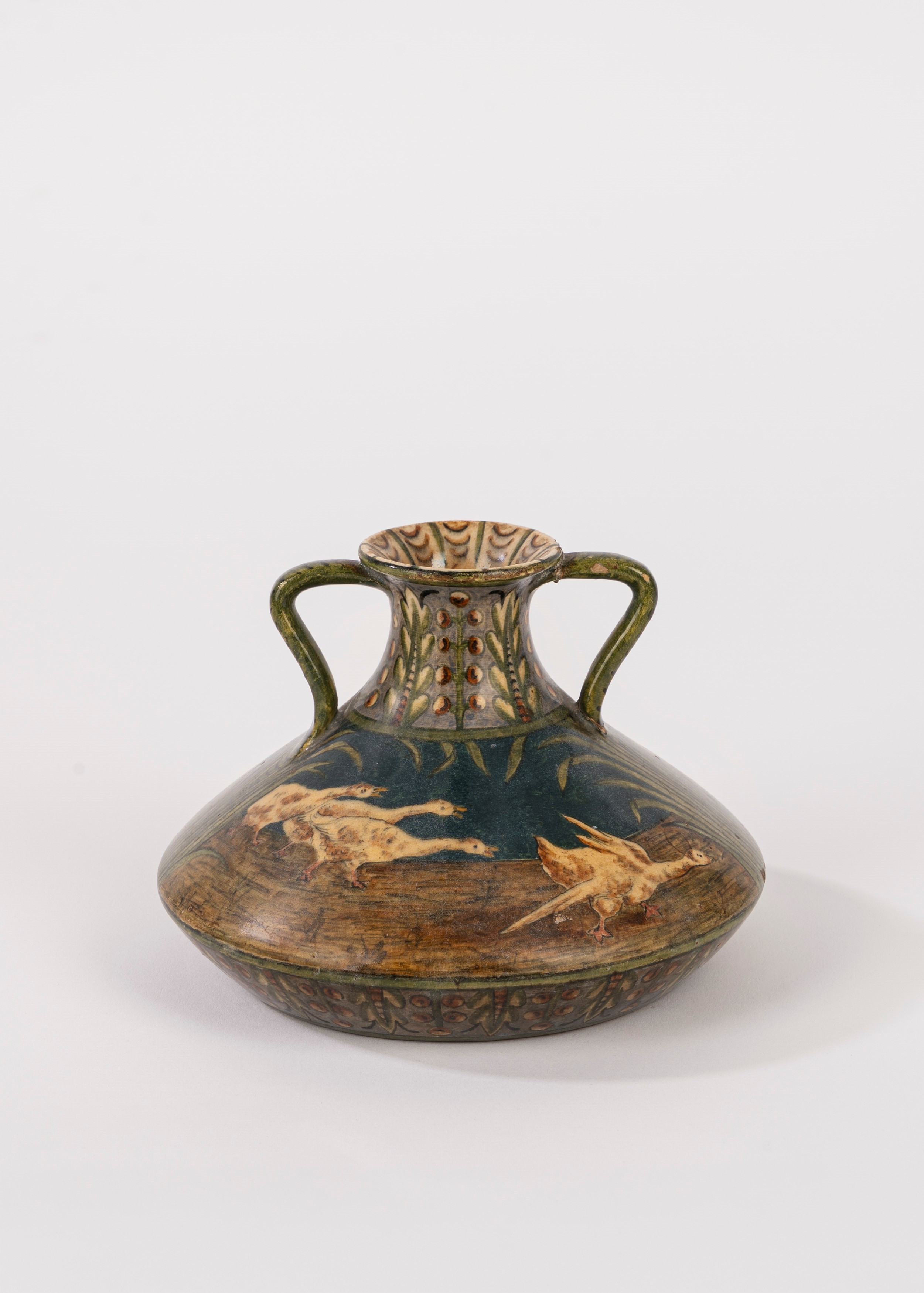 Olga Modigliani - Vaso in ceramica policroma con papere