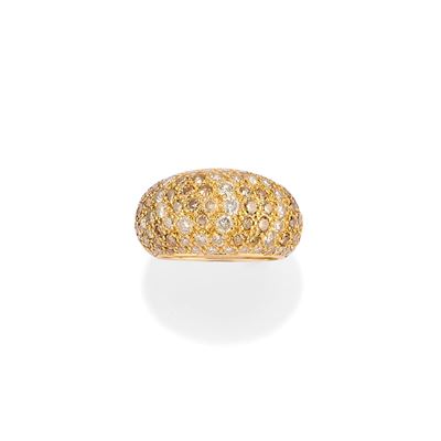Anello con diamanti, in oro giallo 18k