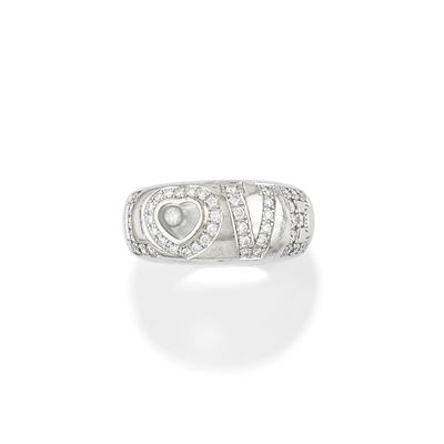 Anello collezione Happy Diamonds Love, in oro bianco 18k con diamanti