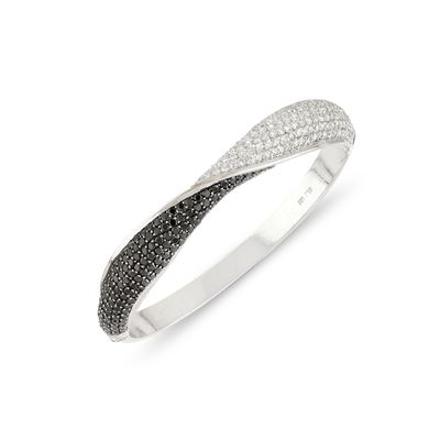 Bracciale rigido in oro bianco 14k con diamanti