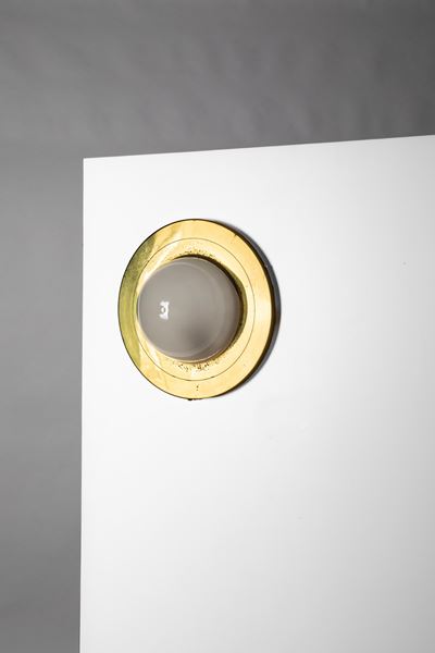 Lampada da parete o soffitto in ottone e vetro