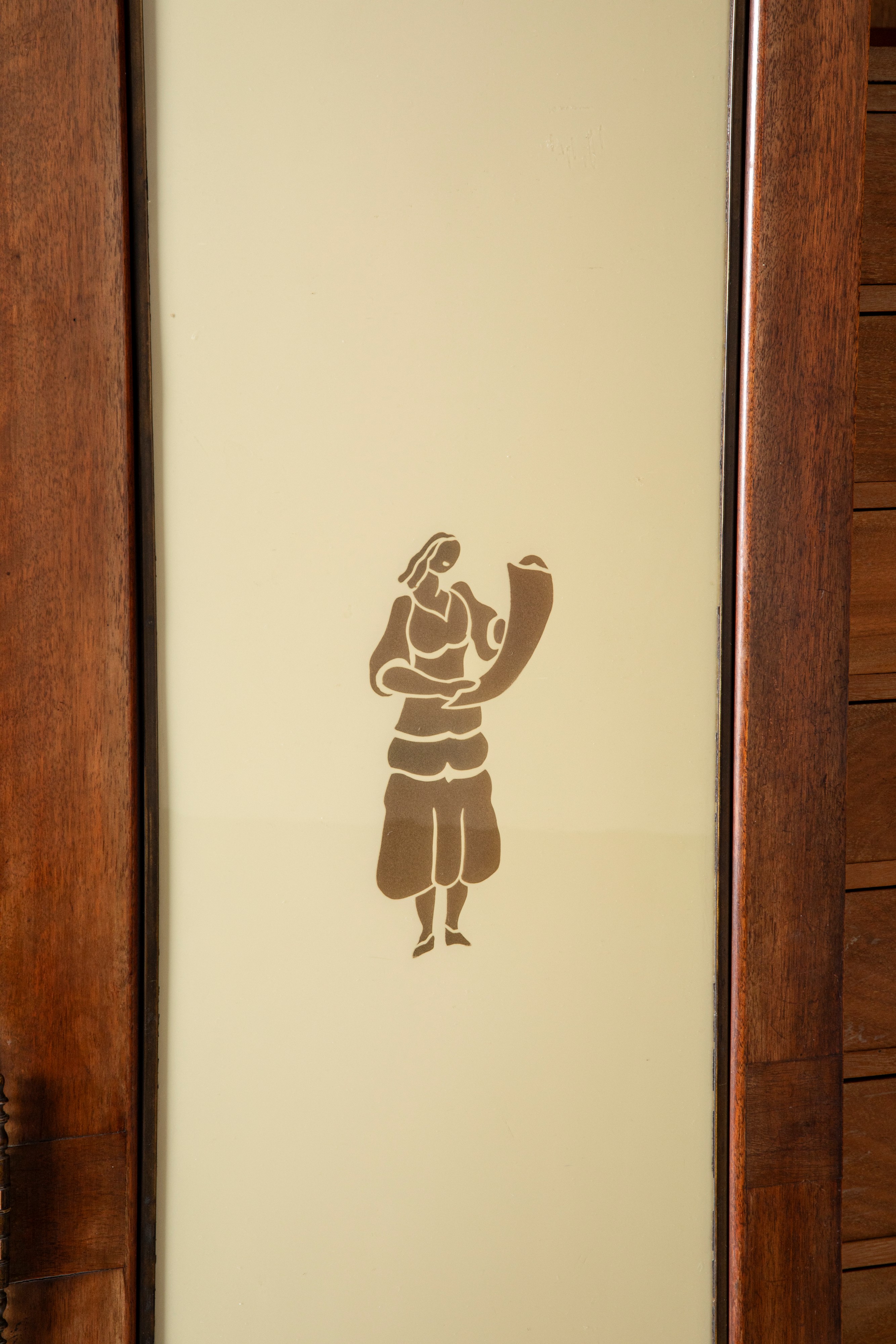 Manifattura Italiana - Mobile da archivio con schedario, legno e vetro colorato, 1920 circa