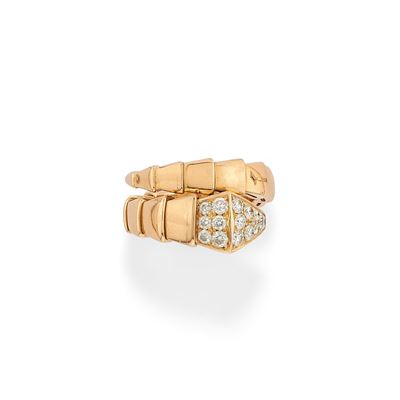 Anello della collezione Serpenti, in oro giallo 18k con diamanti taglio brillante