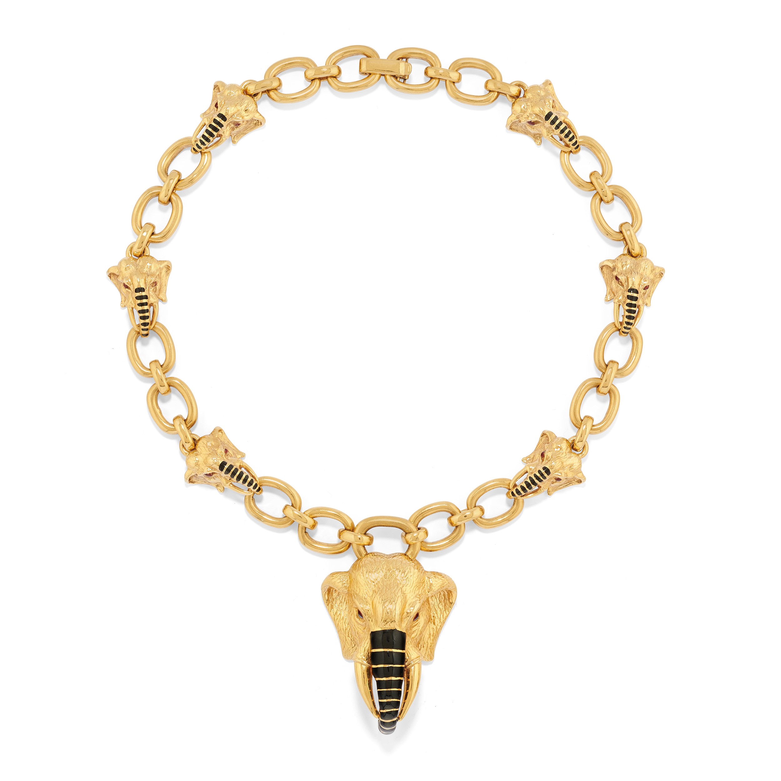 David Webb - Demi-parure animalier in oro giallo 18k con teste di elefante