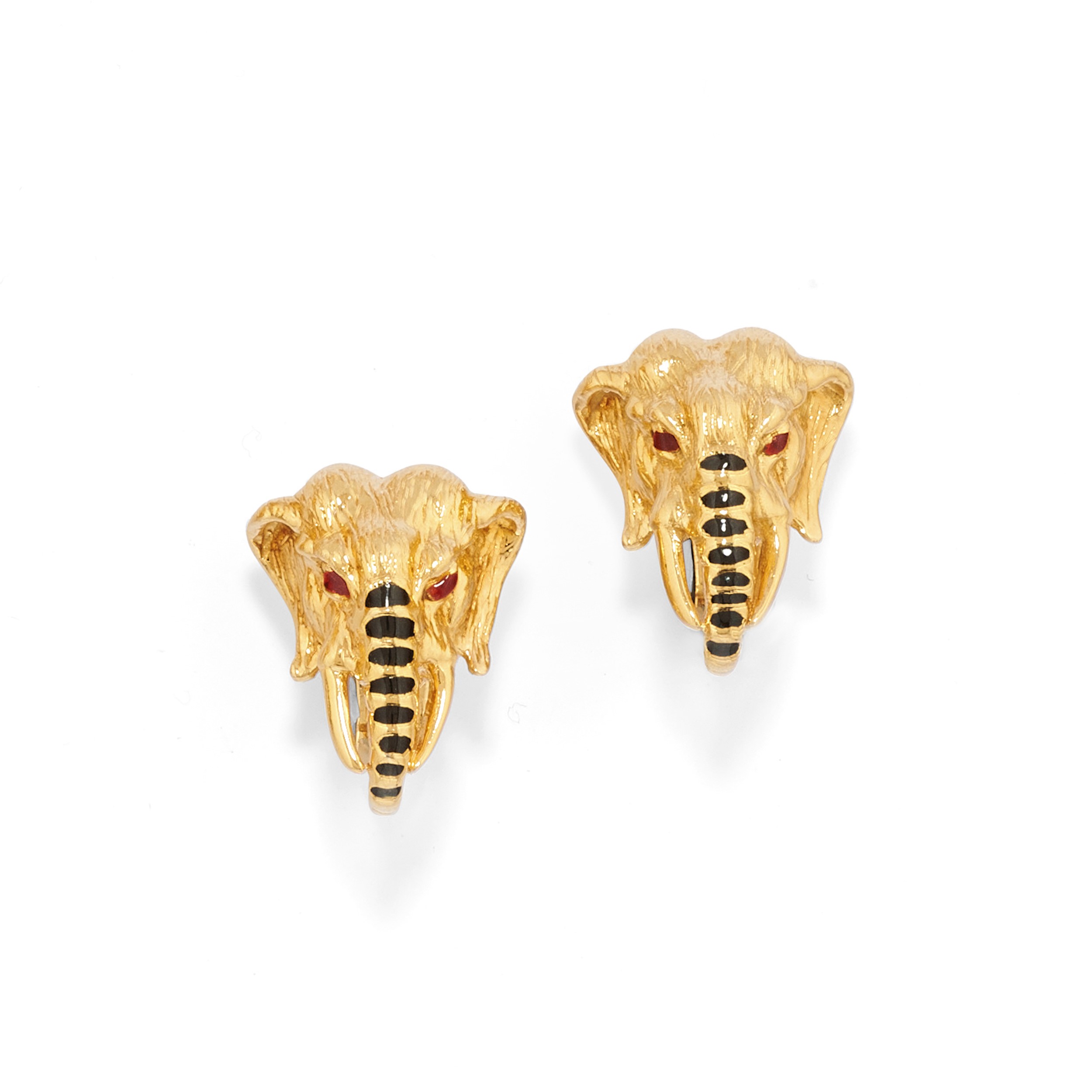 David Webb - Demi-parure animalier in oro giallo 18k con teste di elefante