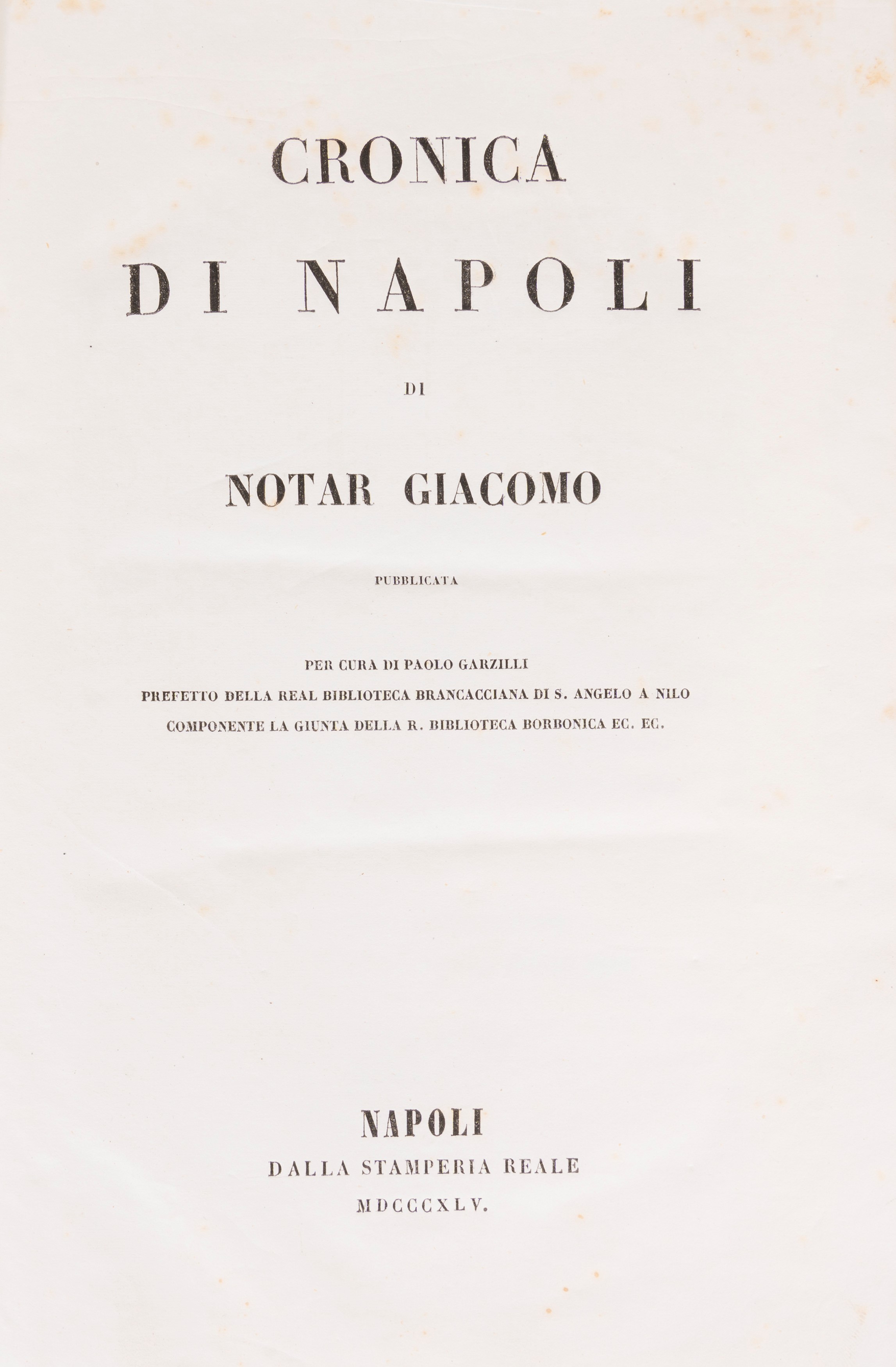 Cronica di Napoli di Notar Giacomo