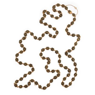 Collana sautoir in oro giallo 18k con smalto nero