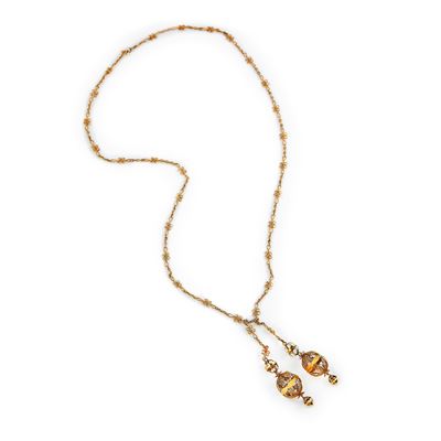 Collana in oro giallo 18k con boules in filigrana