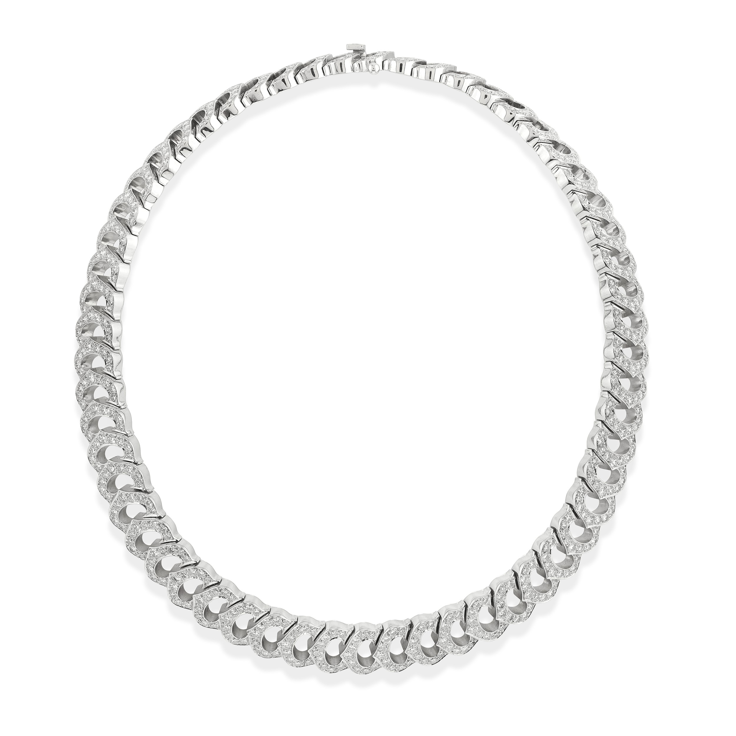 Cartier - Collana Collezione C in oro bianco 18k con pavé di diamanti