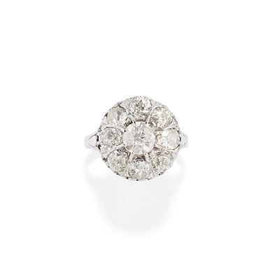 Anello in oro bianco 18k con diamanti a taglio vecchio