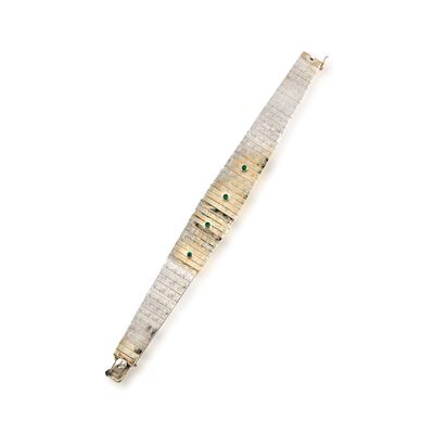 Bracciale in oro bianco 18k con smeraldi taglio rotondo