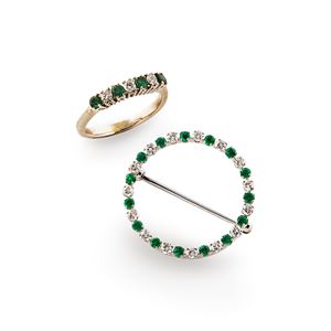 Demi-parure with emeralds and diamonds 