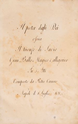 Il poter degli Dei ossia Il Trionfo di Savio Gran Ballo Magico e allegorico in 5 Atti