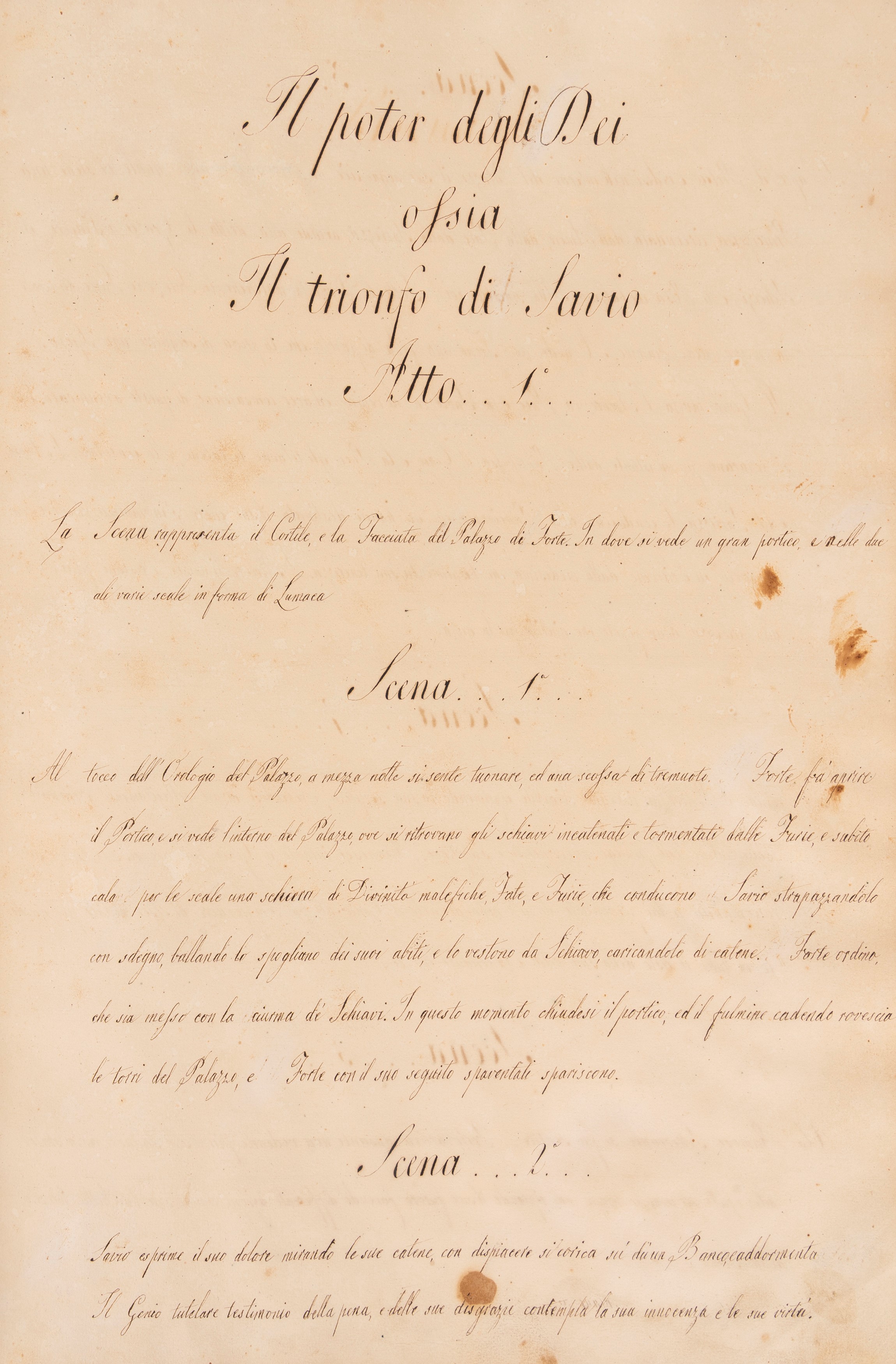 Il poter degli Dei ossia Il Trionfo di Savio Gran Ballo Magico e allegorico in 5 Atti