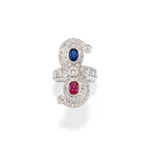 Anello con rubino e zaffiro