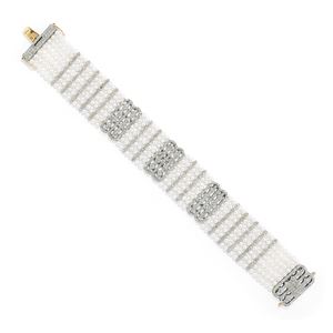 Bracelet with pearls and diamonds