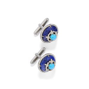 Cufflinks with turquoise and lapis lazuli