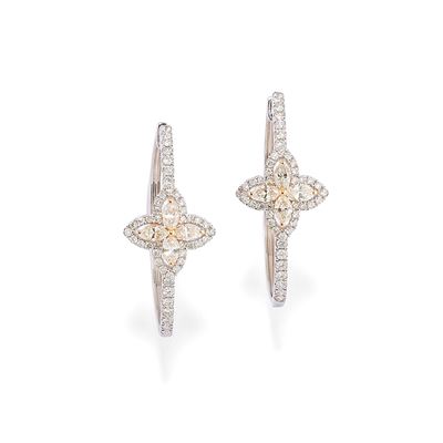 Orecchini a cerchio in oro bianco 18k con diamanti light yellow