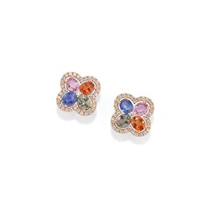 Earrings with multicolored sapphires