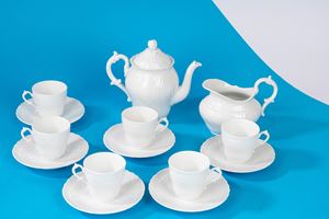 Servizio da caff&egrave; da sei in porcellana bianca Ginori