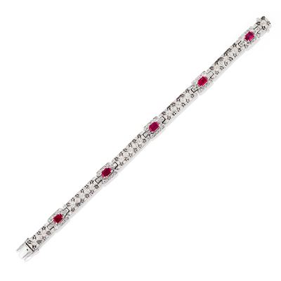 Bracciale in oro bianco 18k con rubini e diamanti