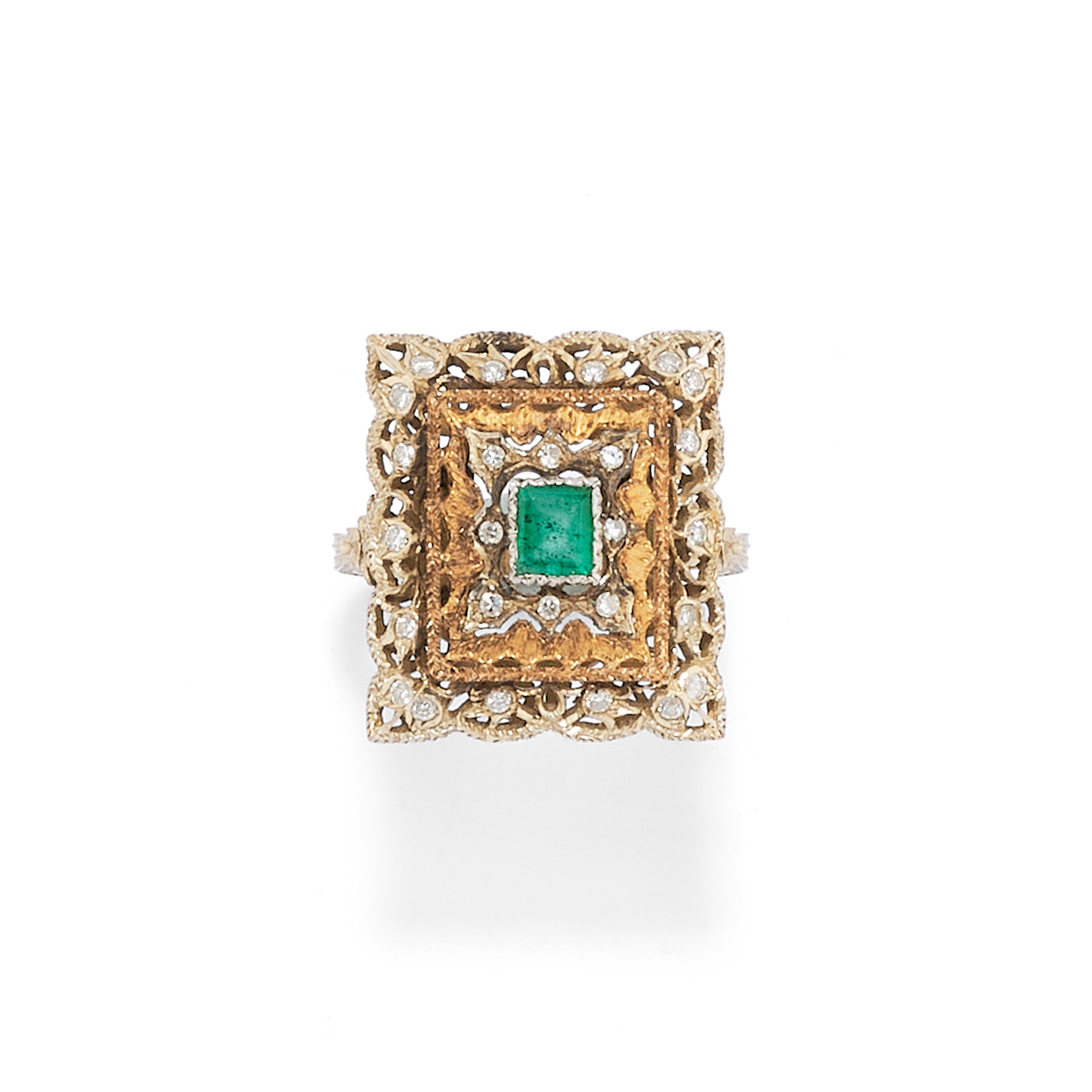 Parure con smeraldi e diamanti, nei tre ori 18k