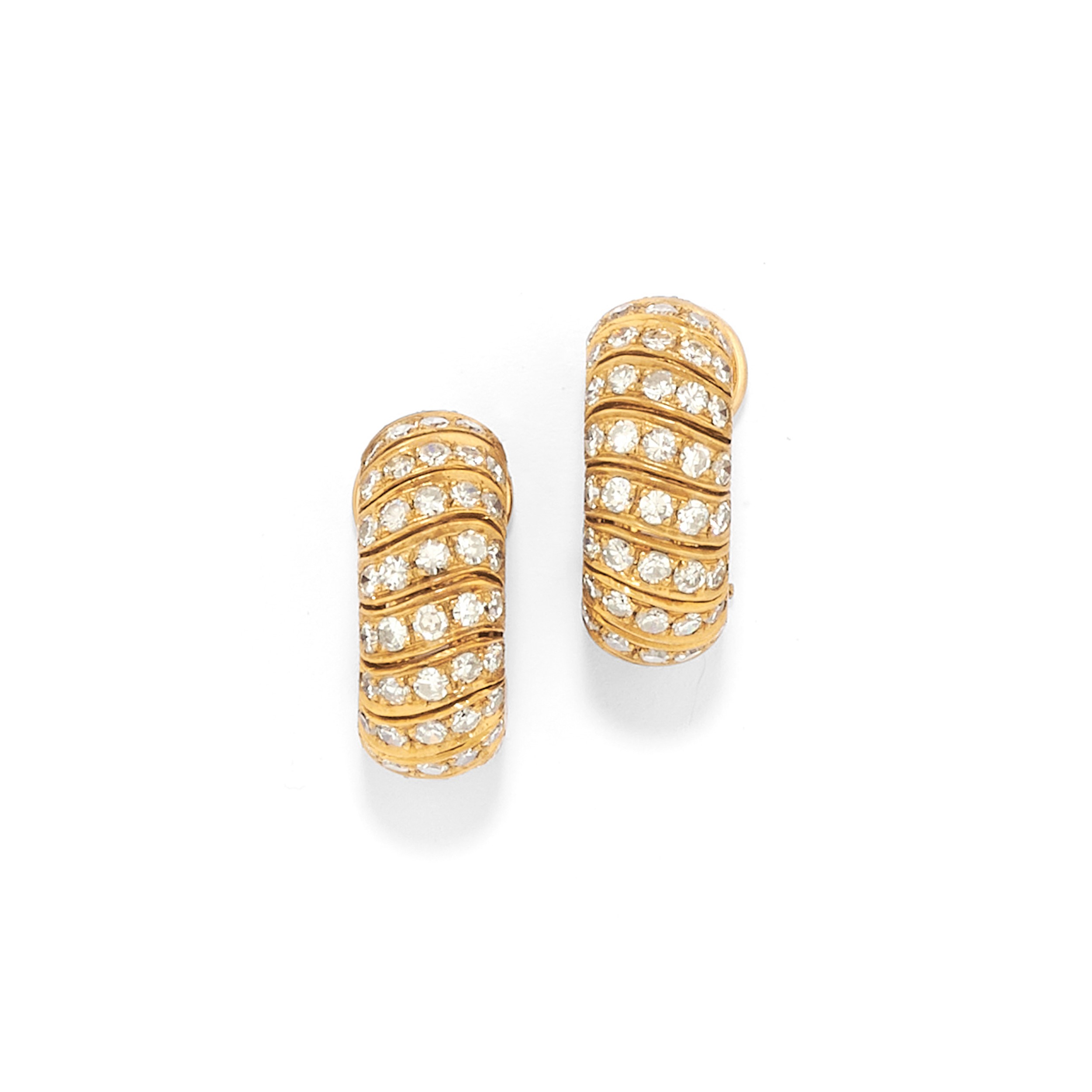Parure con diamanti, in oro giallo 18k (collana, bracciale, anello e orecchini a clip)