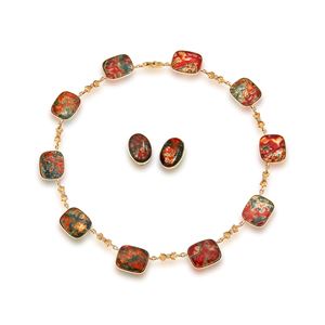 Demi parure with agates
