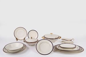 White porcelain service with blue and gold border, Royal Castle China Bavaria