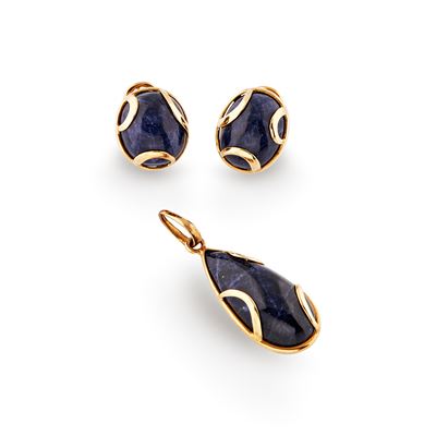 Demi-parure in oro giallo 18k con pendente e orecchini a clip